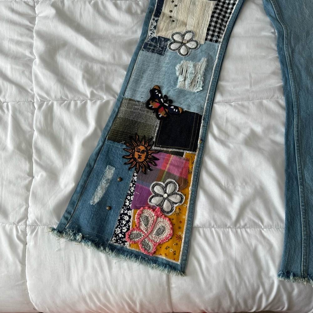 Bdg Patchwork Flare Jeans - Blue Multi - image 3